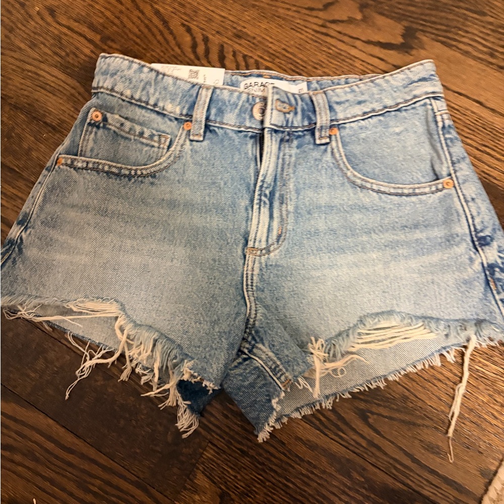 Garage Light Blue Distressed Jean Shorts